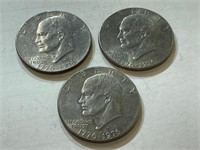 (3) 1776-1976 D Eisenhower Dollars