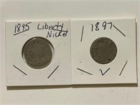 1895, 1897 Liberty Nickels