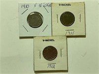 1910, 1911, 1912 Liberty Nickels
