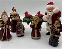 Vintage Santa lot w cardinal stocking holders