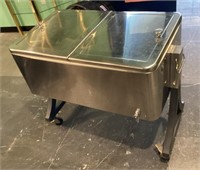 Stainless rollaround beer cooler on stand
