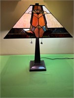 Art Deco Style Lead Lined Stained Glass Table Lamp