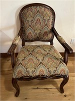 Wood & Fabric Upholstered Arm Chair AS IS