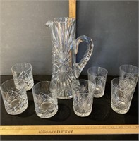Crystal pitcher with glasses