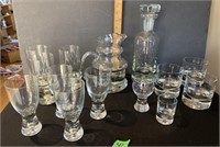 Decanter /pitcher and heavy glasses