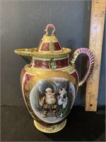 Augarten porcelain teapot with Don Quixote scene