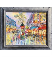 Original Duaiv Oil On Canvas "PARIS AU THEATRE"