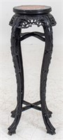 Chinese Ebonized Marble-Inset Plant Stand