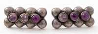 Vintage Taxco Mexican Silver Amethyst Earrings