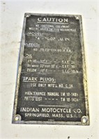 Original Indian 741 Tank Spec Plate