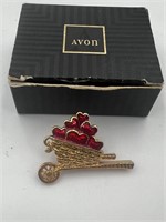 Apple Cart Pin by Avon Red Heart Shaped Apples