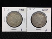 2 Silver Peace Dollars