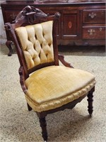 Walnut Frame Upholstered Parlor Chair ca. 1870