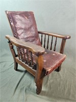 Victorian Childs Morris Chair Oak Upholstered
