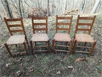 4 Ladder Back Dinner Chairs With Woven Seats