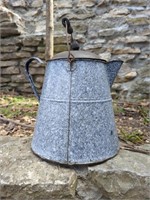 Graniteware Cowboy Coffee Pot, Gray W/ White