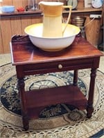 Antique Mahogany Stand / Table w/ Pitcher & Basin