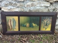 C. 1905 Framed Triptych Still Life Hunting Trophy