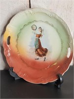 Antique Hand Painted Plate Dancing Gypsy