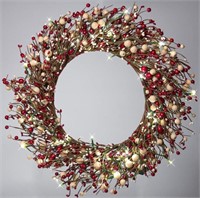 Red Co. 22” Light-Up Christmas Wreath with Red