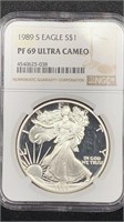 1989-S NGC PR69 Ultra Cameo Proof Silver Eagle