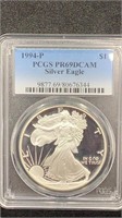 Key: 1994-P PCGS PR69DCAM Proof Silver Eagle 1oz