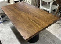 Modern Natural  wood dining table black base
