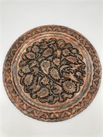 Signed Middle Eastern Copper Tray/Wall Art