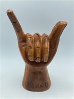 Hand Carved Hawaiian Hang Loose Wood Figure