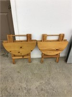 Pair of cute wooden round folding tables