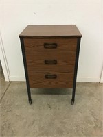 Rolling Nightstand with 3 Drawers Melamine with