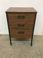 Rolling Night Stand with 3 Drawers Melamine with