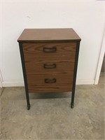 Rolling Nightstand with 3 Drawers Melamine with