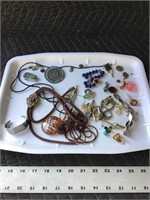 Costume Jewelry Tray Lot Miscellaneous Items