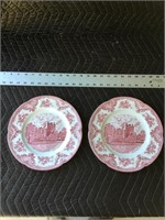 Wedgwood Red and White Plate Lot of 2 “Old