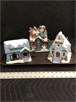 Christmas Village Houses Lot of 3 All with Lights