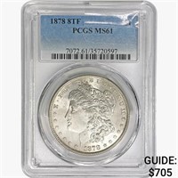 1878 8TF Morgan Silver Dollar PCGS MS61