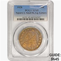 1828 Capped Bust Half Dollar PCGS XF45 Square 2,