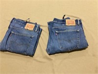 Levi 505 Jeans, 38x32, 2 pr, needs belt loop repai