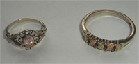 2) Sterling Silver Rings 4.33 g size 3 1/2 & 9 1/2