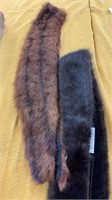 Two animal fur scarves