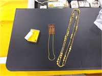 2 necklaces &Brooch gold tone