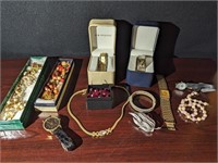Vintage Jewlery Lot Necklace bracelet Gold Watches