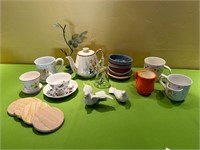 Odd Lot! Tea Cups, Mugs, Tea Pot, Bud Vase++