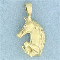 Designer Maurice Katz Diamond Horse Pendant in 14K