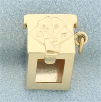 Deck of Cards Box Charm or Pendant in 14K Yellow G