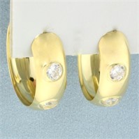 CZ Hoop Earrings in 18K Yellow Gold