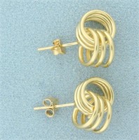 Unique Knot Design Earrings in 14K Yellow Gold