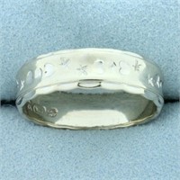 Heart and Star Design Band Ring in 14K White Gold