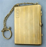 Vintage Chatelaine Makeup Case with Chain in Solid
